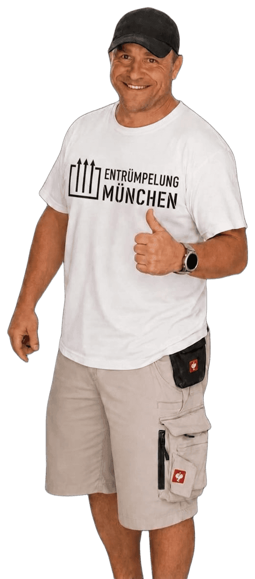Maskottchen von Entrümpelung München mit Umzugskarton